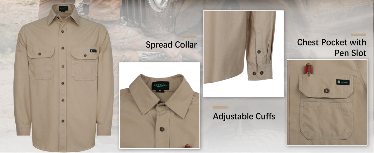 Men's Lightweight 100% Cotton Chambray Button Down Work Shirts -SH041J