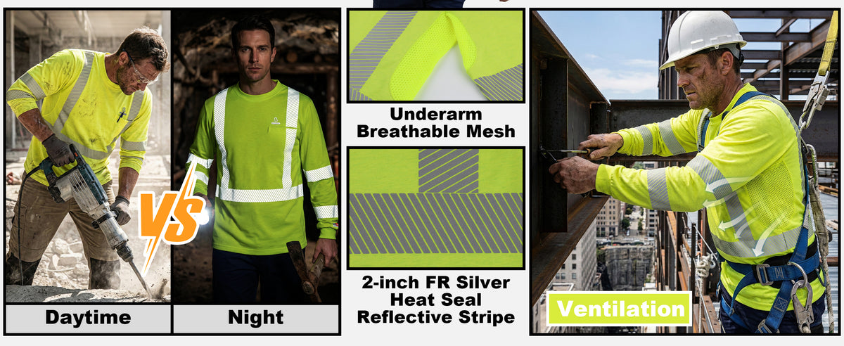 5.5OZ Lightweight Hi Vis Summer Vented Mesh FR T-Shirt-6008HV