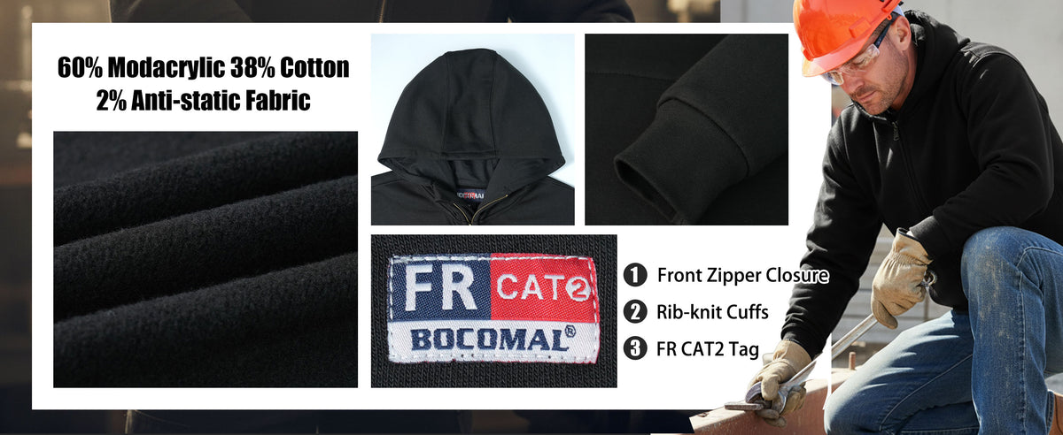 12.5oz Heavyweight Permanent Flame Resistant Modacrylic Cotton Hooded Sweatshirts-9634/9534