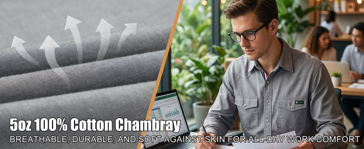 5OZ Lightweight 100% C Chambray Work Shirts(NON-FR) - SH041Q