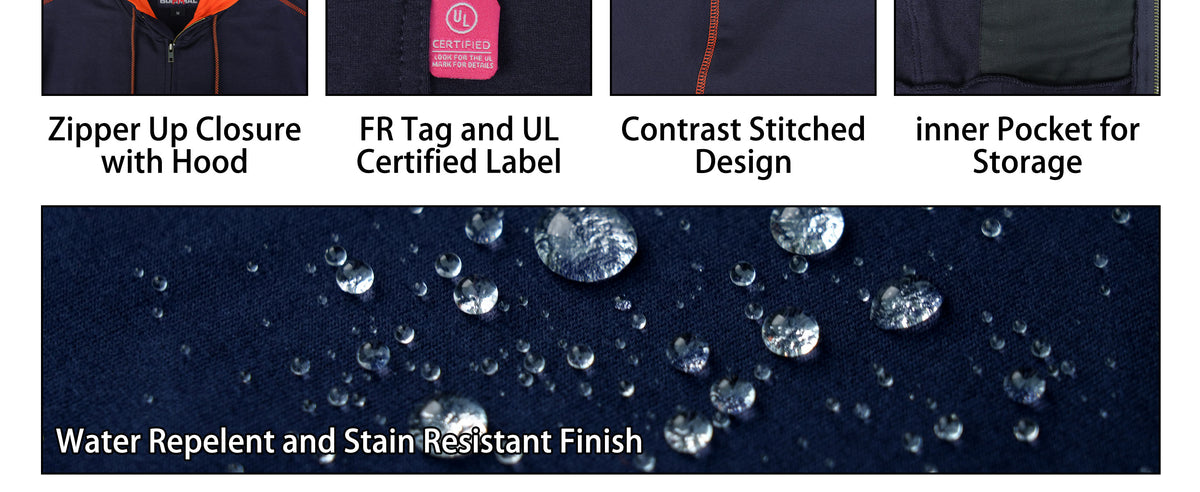 12OZ Heavyweight Cotton Fleece Zipper Front FR Hooded Sweatshirts-1531B