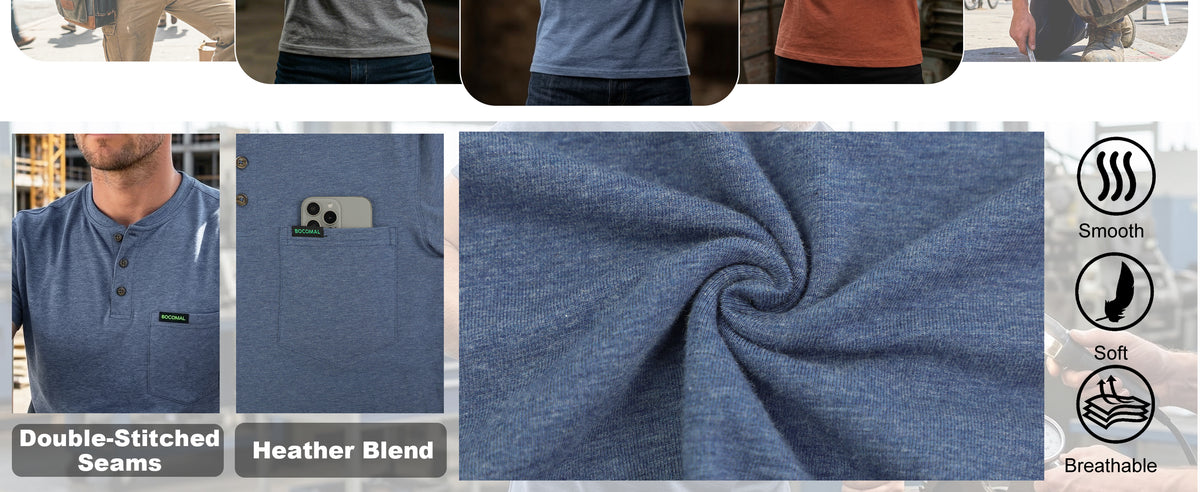 5.5OZ Lightweight Henley Short Sleeve T-Shirts(NON-FR) - TS011M