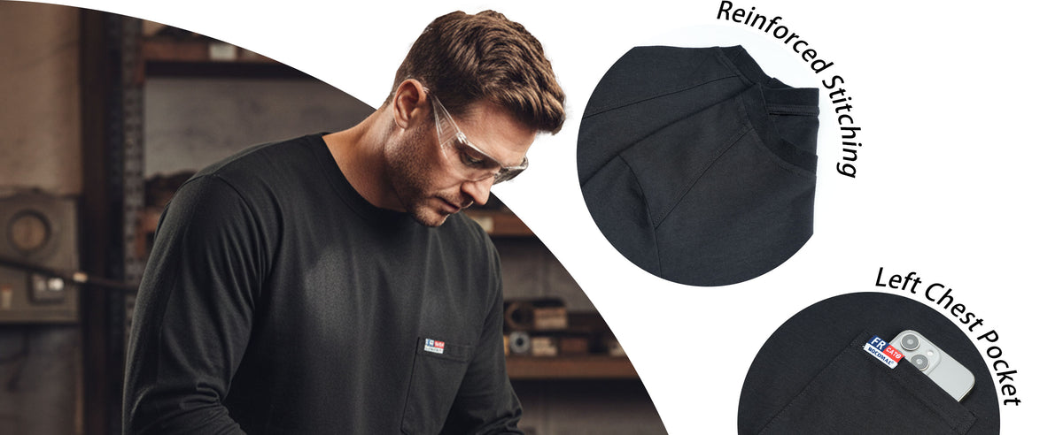 6OZ Crewneck Cotton Tencel Heather Blended Flame Resistant Work T-Shirt - A335