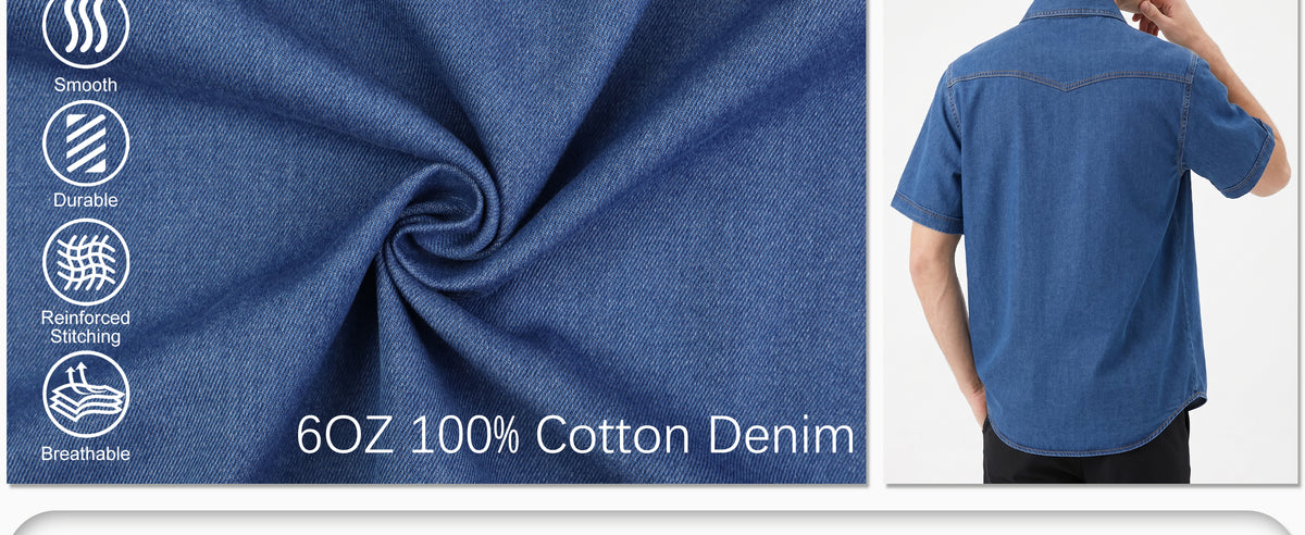 6.5OZ Short Sleeve Pearl Snap Denim Work Shirt (NON-FR) - SH052C