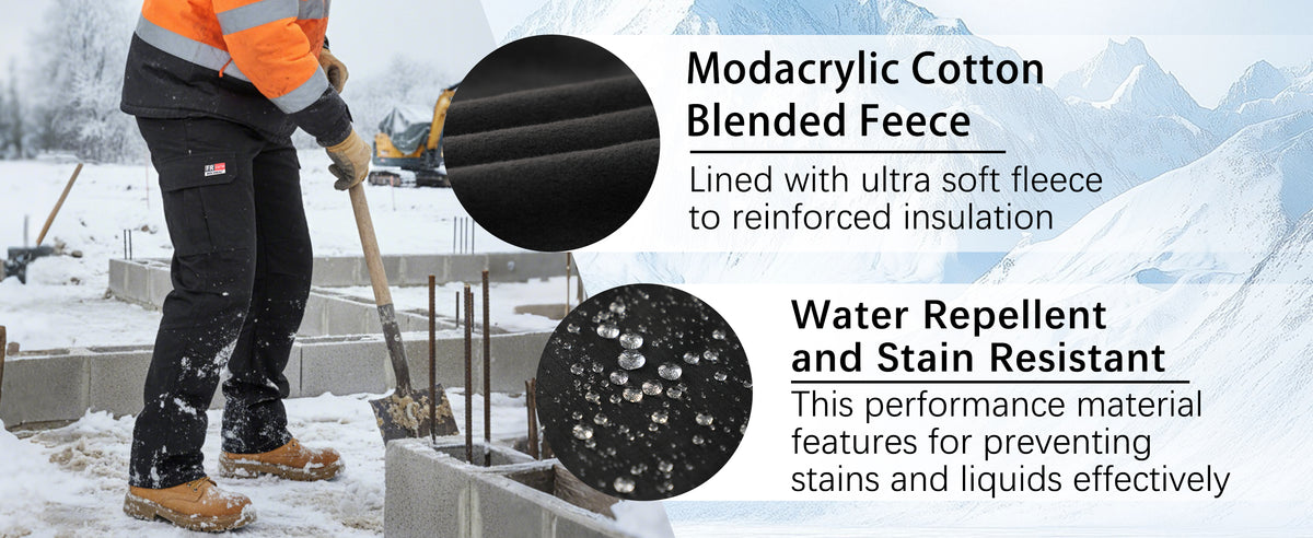 Modacrylic Cotton Fleece Lined Stretch Winter Cargo Pants-9328