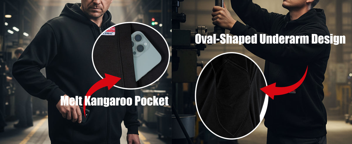 12.5oz Heavyweight Permanent Flame Resistant Modacrylic Cotton Hooded Sweatshirts-9634/9534