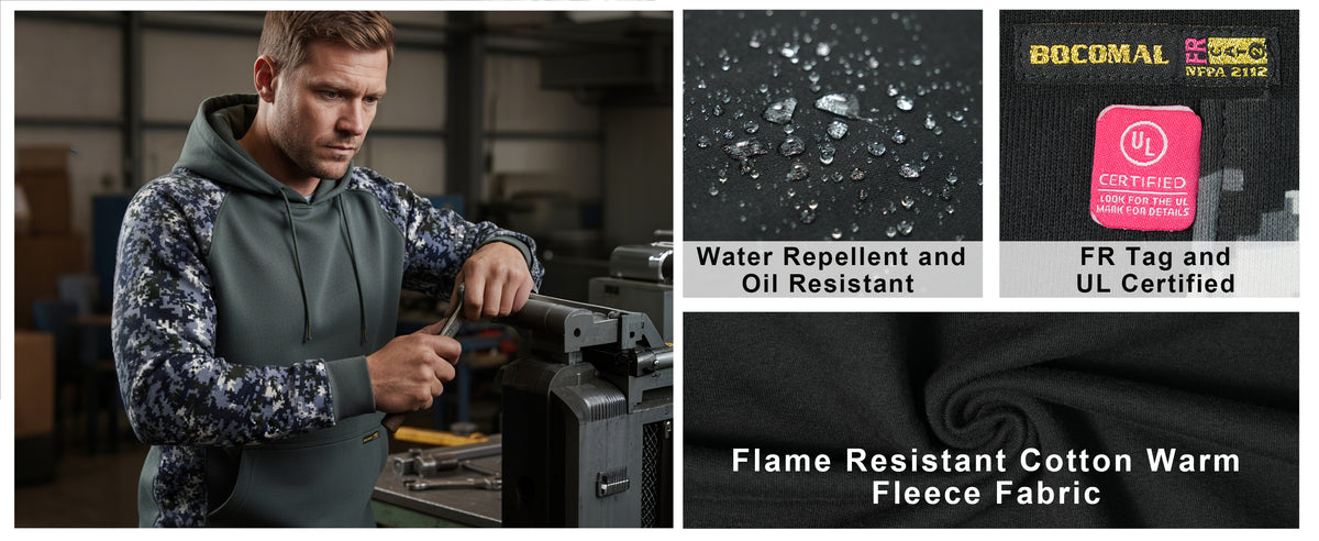 12oz Heavyweight Cotton Fleece Pullover Camouflag FR Hooded Sweatshirts-9431C