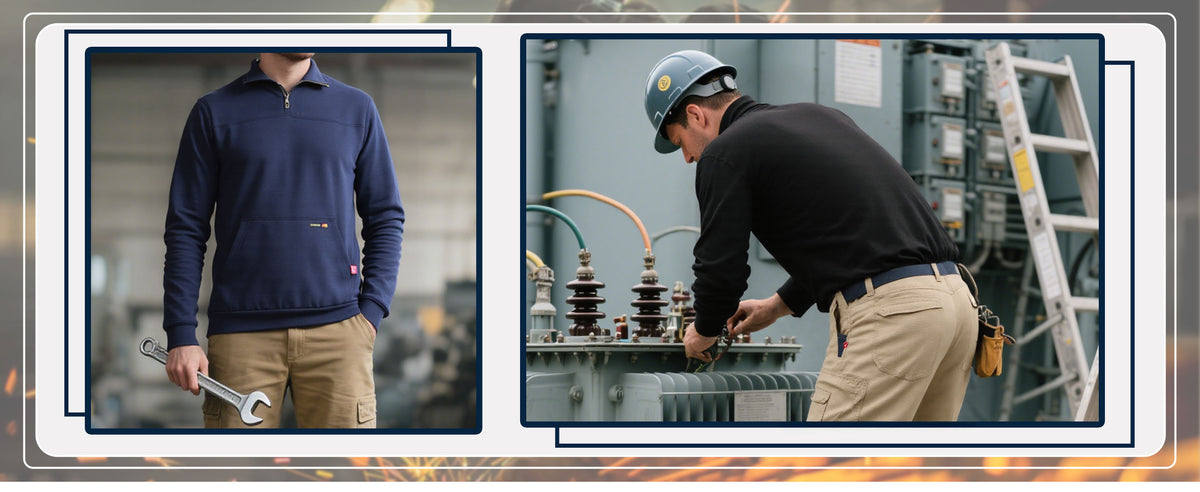 7.5oz Midweight Non-Fleece Mock Neck 1/4 Quarter Zipper Water/Stain Repellent Fire Resistant Sweater Shirts-9013