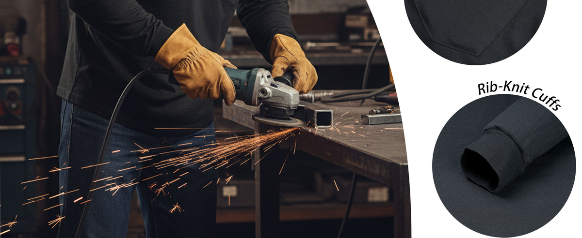 6OZ Crewneck Cotton Tencel Heather Blended Flame Resistant Work T-Shirt - A335