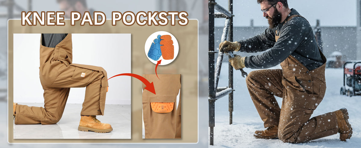 Insulated FR Bib Overalls with Thigh Zippers and Knee Pads for winter -8704