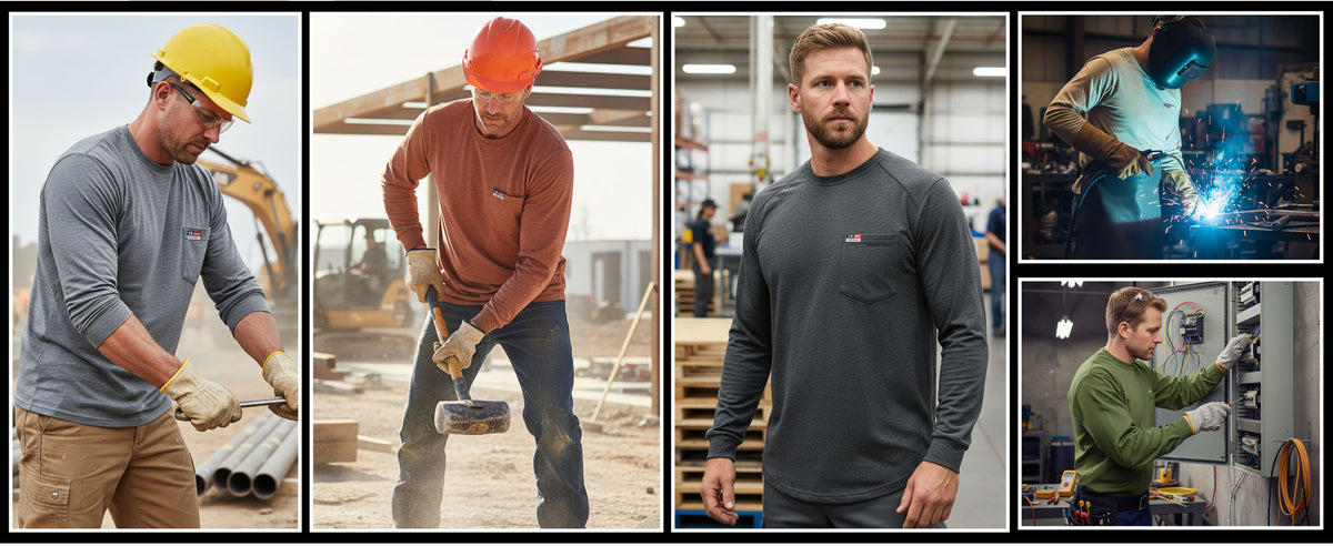 6OZ Crewneck Cotton Tencel Heather Blended Flame Resistant Work T-Shirt - A335