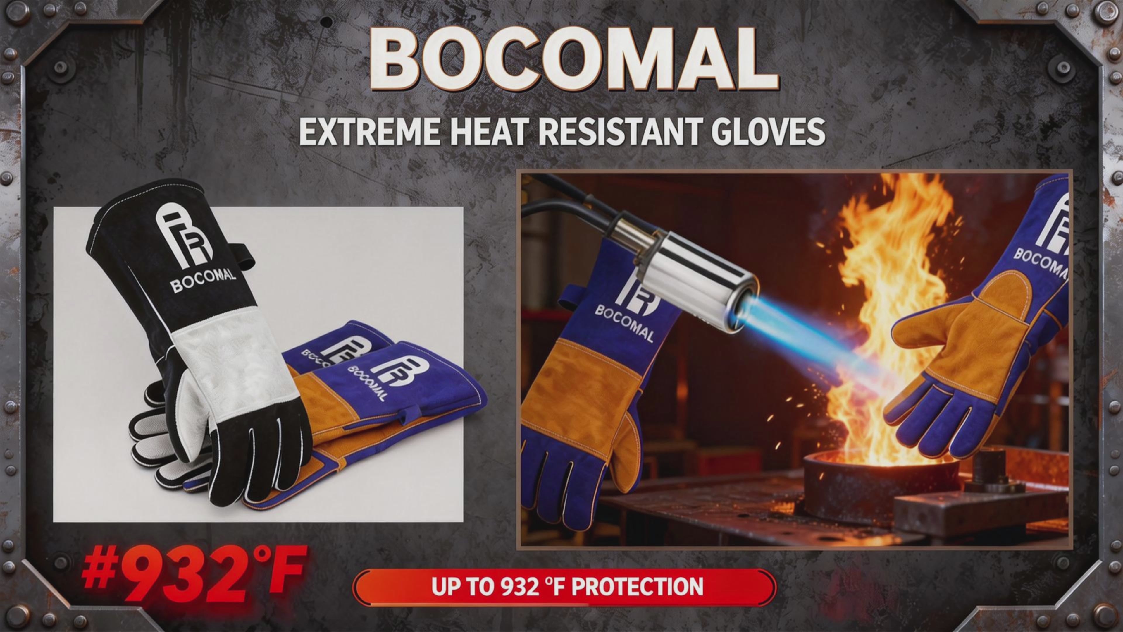 16-Inch Triple-Layer Heat- Resistant Protective Gloves(Heat up to 500°C)-0301