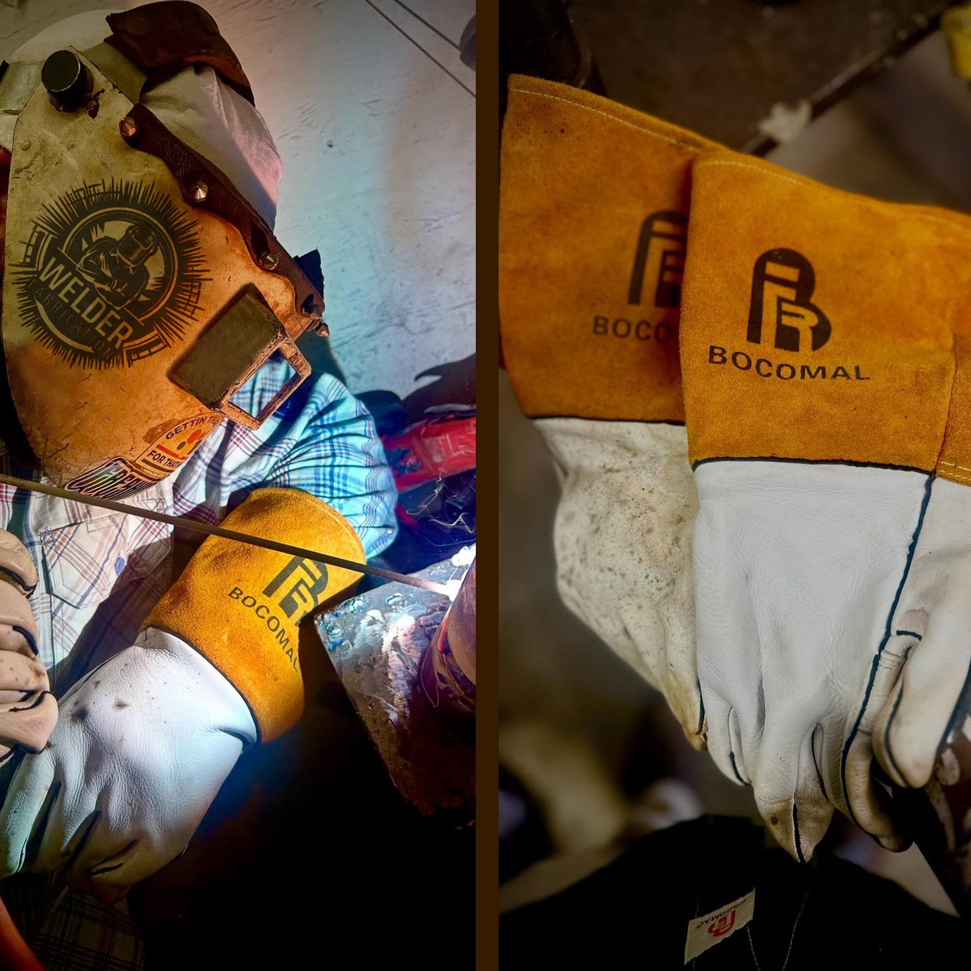 Classic Welding Gloves,Grain Leather Multi Tasks,14" Lined Leather Mig/Stick Gloves, Kevlar Stitching-0101/0201