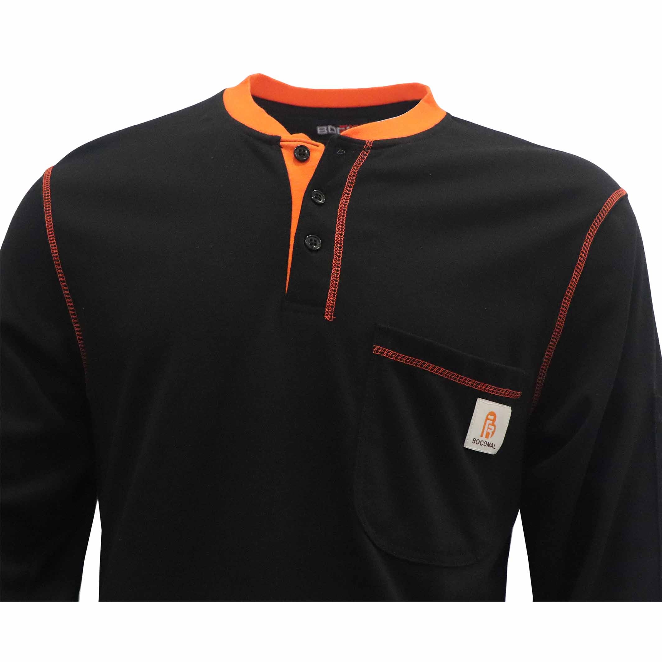 5.5OZ Button Pullover T-Shirts /Contrast Neck Trim-3208-2