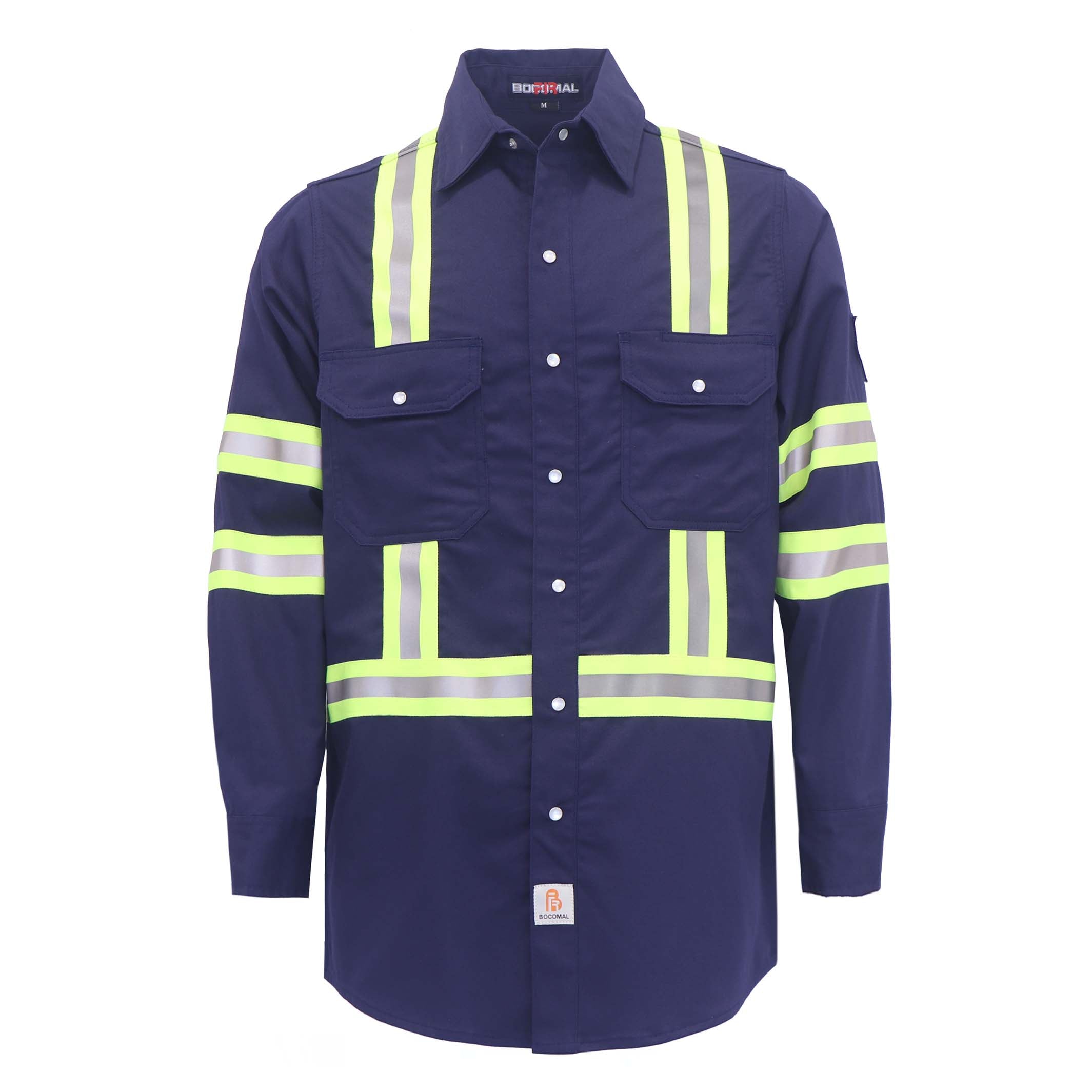 7.5OZ FR Hi Vis Reflective Shirts with Pearl Snap/Type O CLASS 1-0802