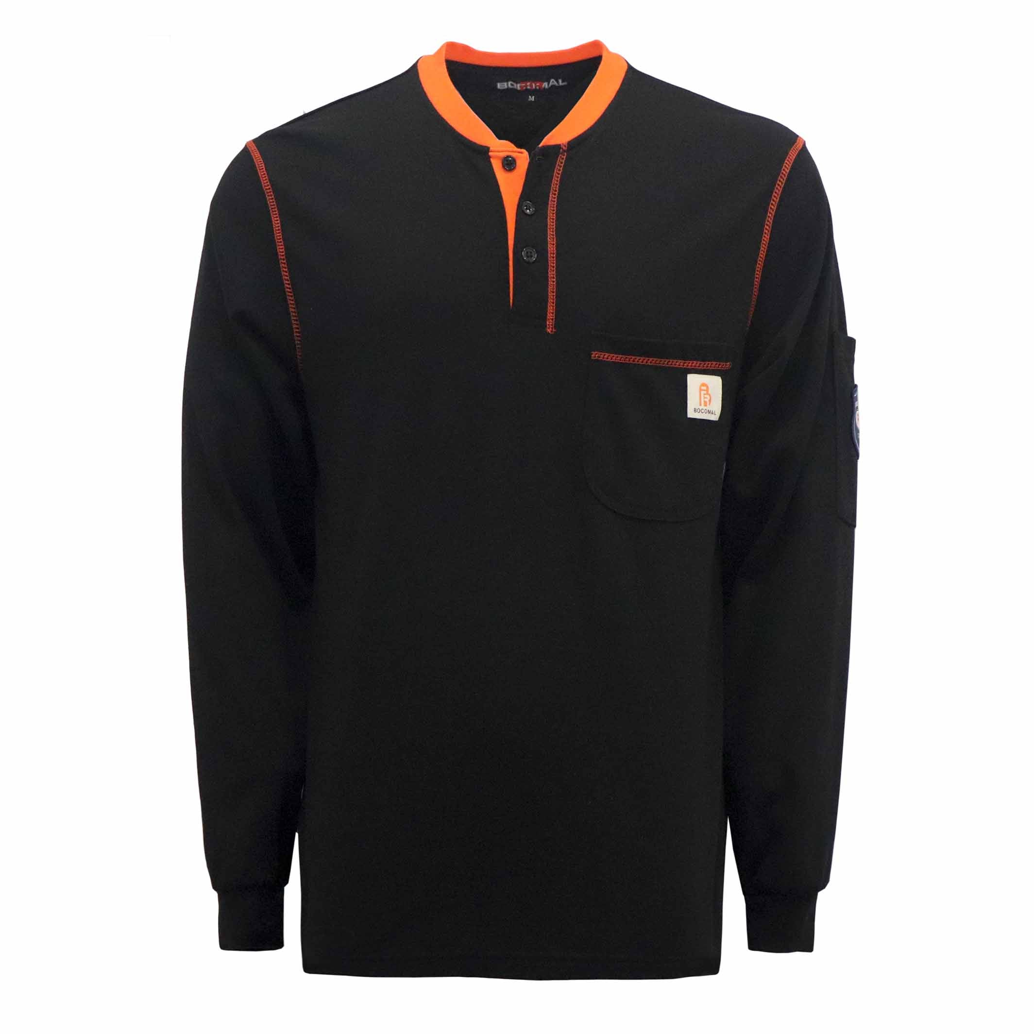 5.5OZ Button Pullover T-Shirts /Contrast Neck Trim-3208-2