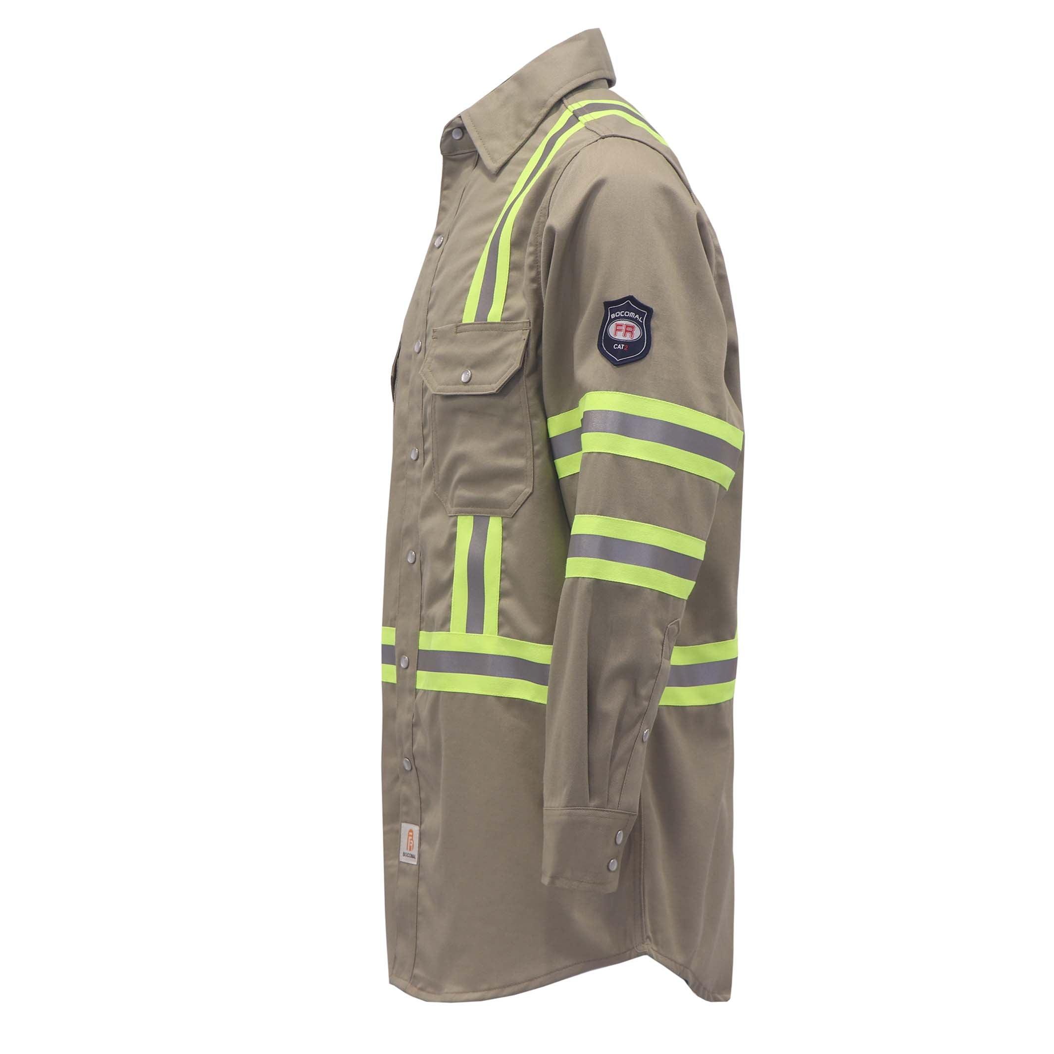 7.5OZ FR Hi Vis Reflective Shirts with Pearl Snap/Type O CLASS 1-0802