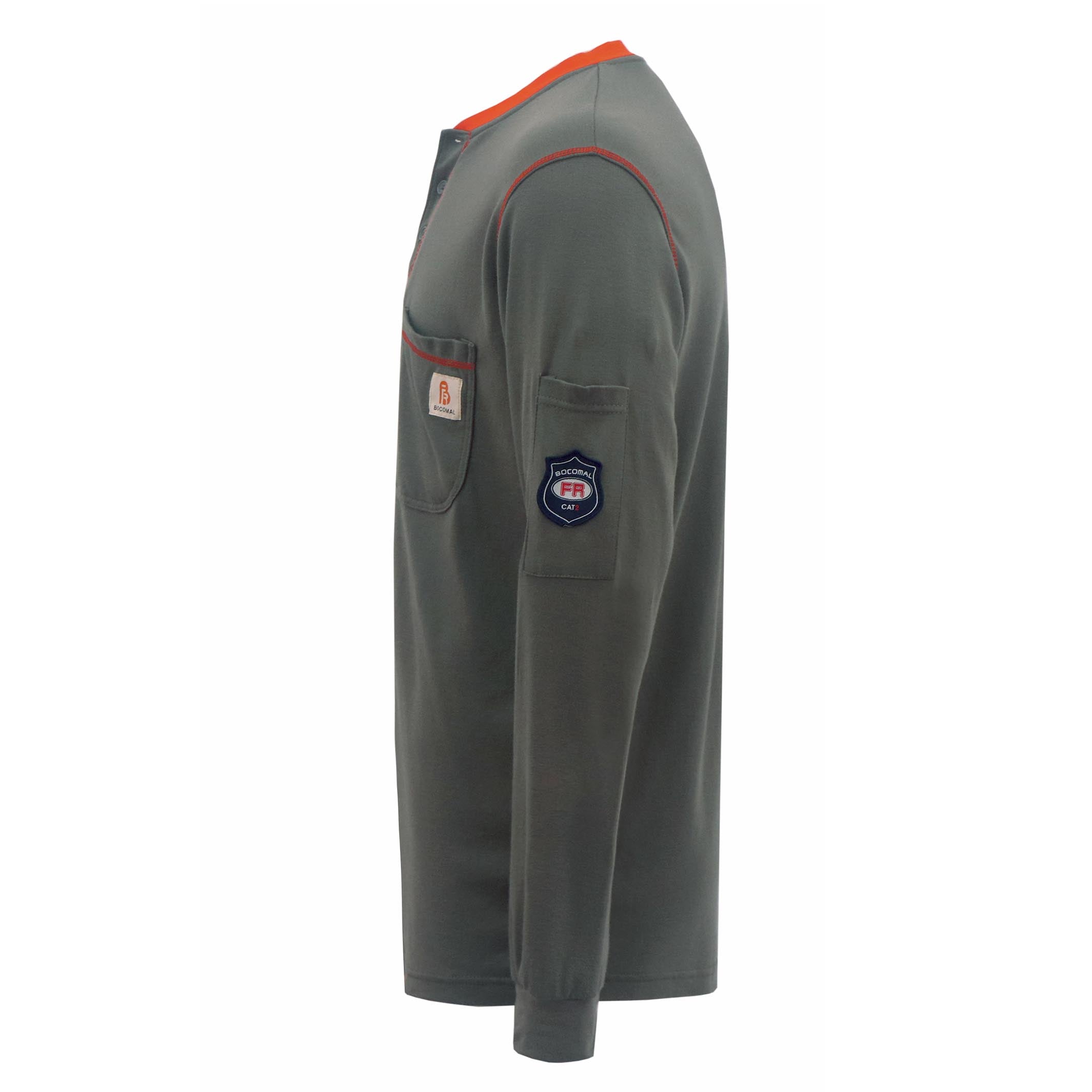 5.5OZ Button Pullover T-Shirts /Contrast Neck Trim-3208-2