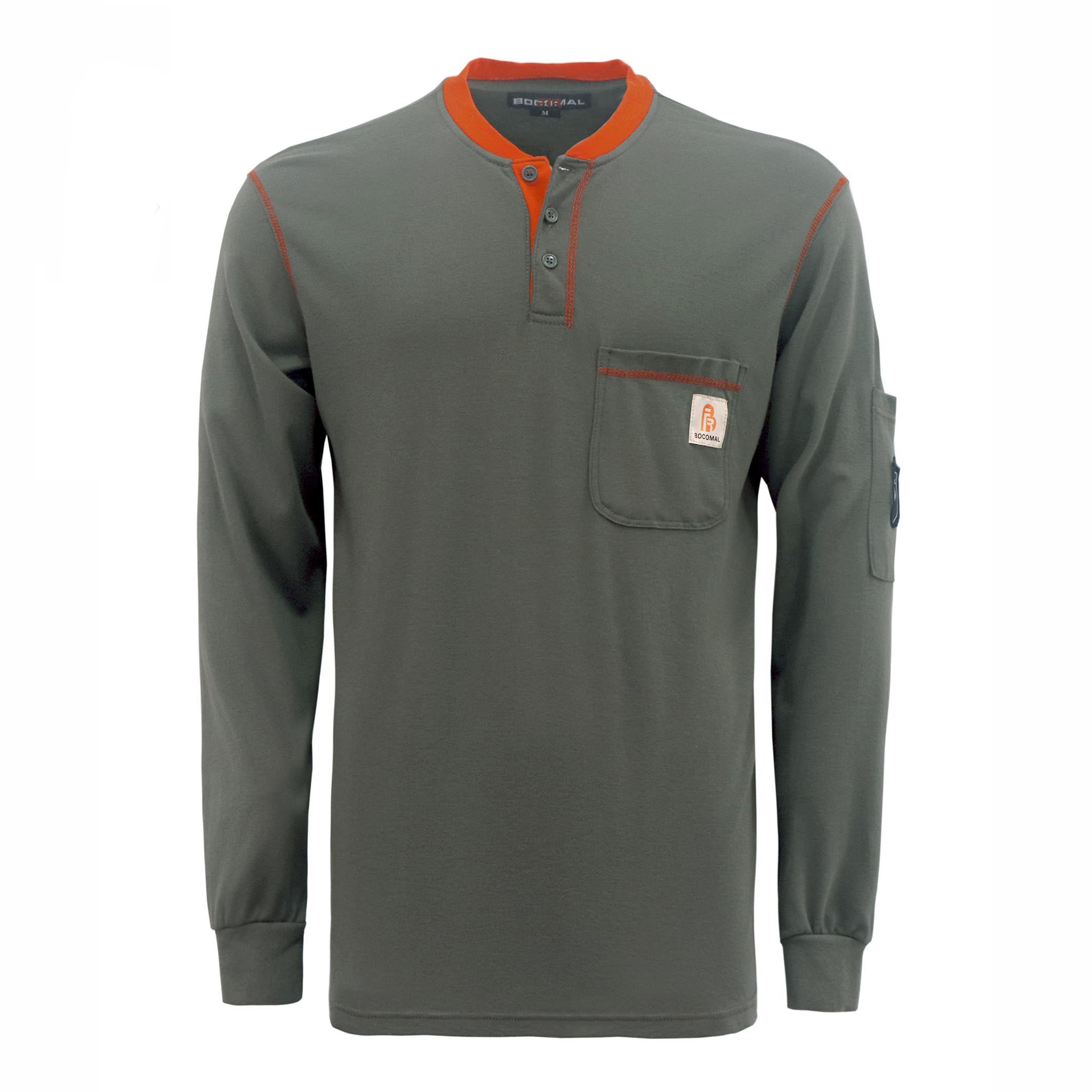 5.5OZ Button Pullover T-Shirts /Contrast Neck Trim-3208-2